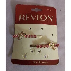 Vintage Revlon Couture Butterfly Hair Accessory Pins Barrettes Pink Rhinestone